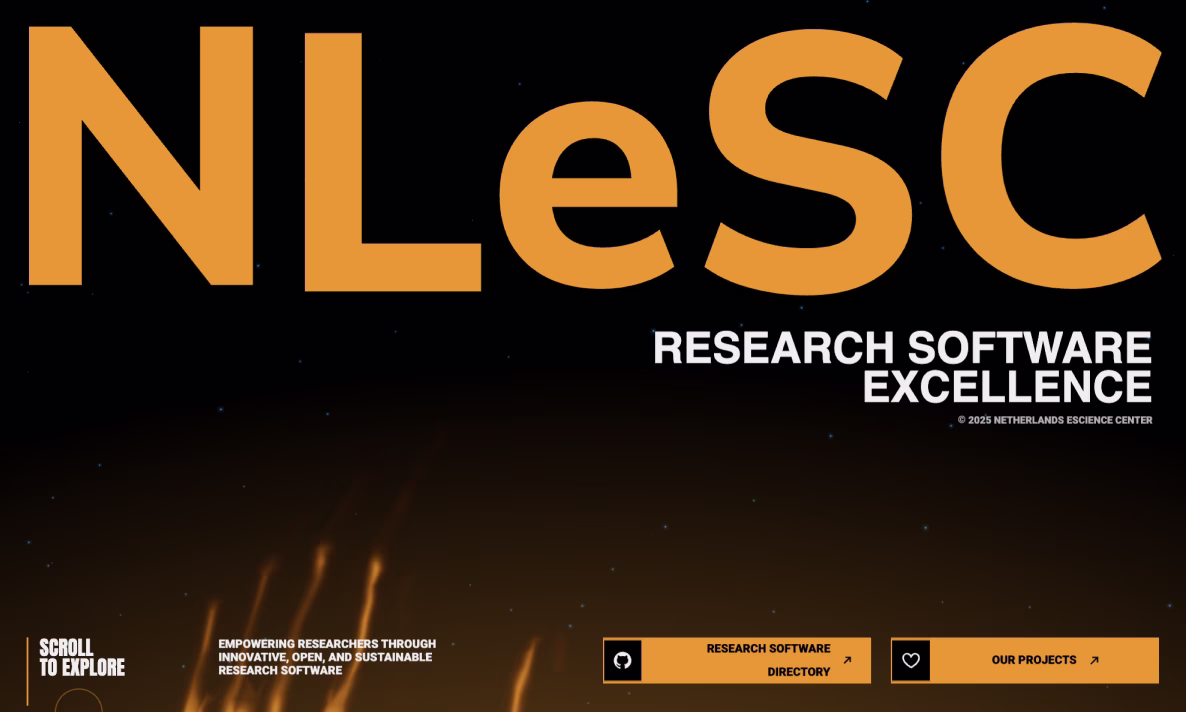 Netherlands eScience Center portfolio identity and landing screen