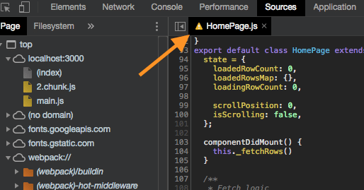 Chrome DevTools source-mapping workspace